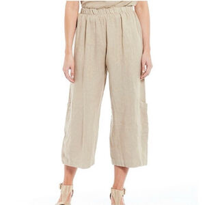 Bryn Walker 100% Linen Casbah Pants Size Medium Beige Lagenlook Wide Leg